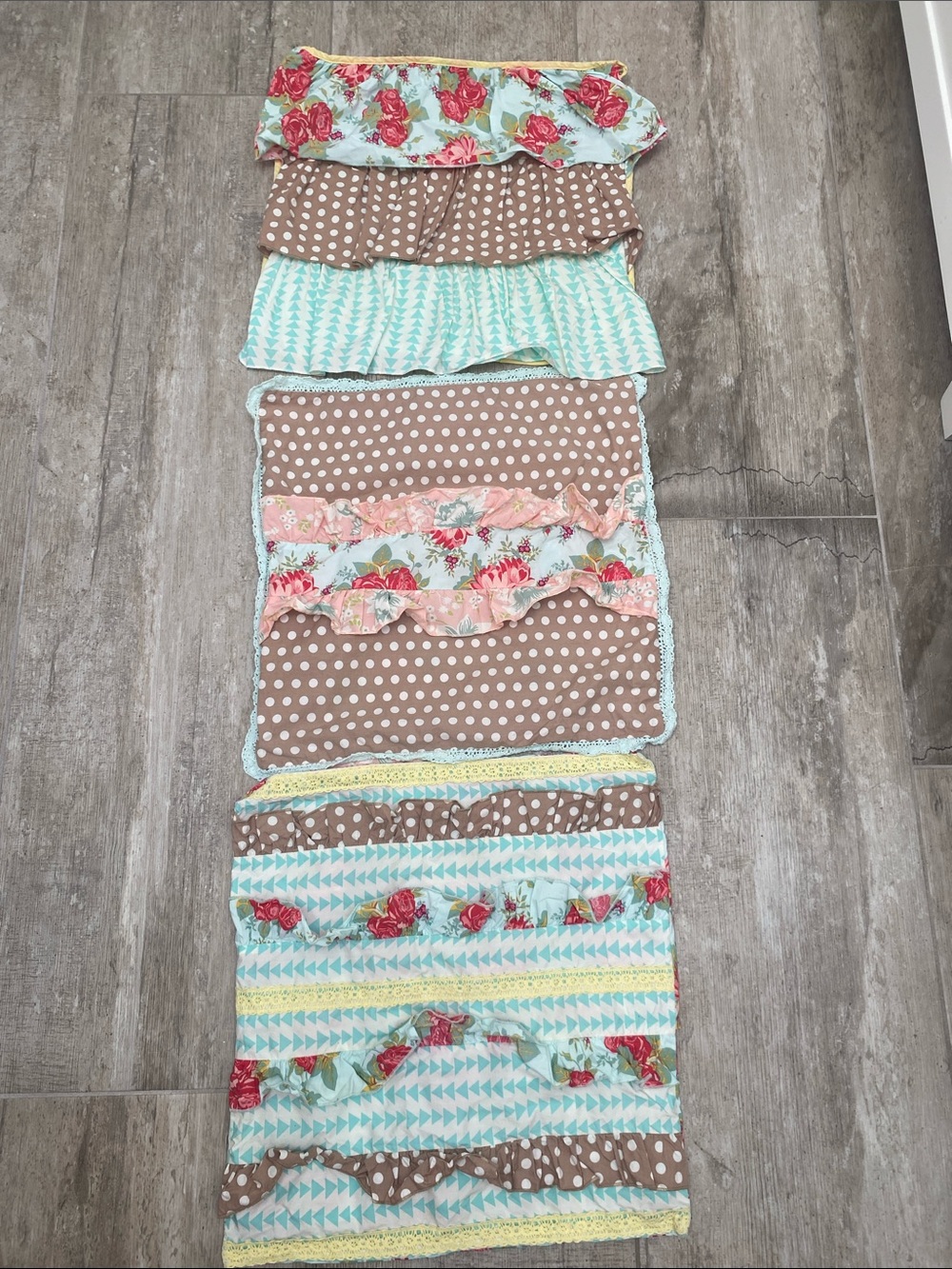 Matilda Jane Brown Polka Dot, Aqua, Pink Floral Layered Pillow Cover